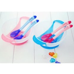 Baby Suction Cup Bowl Slip-resistant Tableware And Temperature Sensing Spoon Set