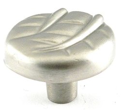 WH101-SN Satin Nickel Silver 1 1 4" Round Leaf-design Cabinet Knob Pulls