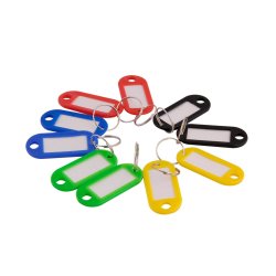 Plastic Key Ring Tag Holders Assorted Colours 10PC