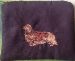 Embroidered Make Up Purse Long Haired Dachshund Dog