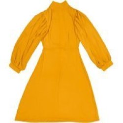 High Neckline Midi Dress Mustard