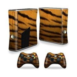MightySkins Skin Compatible With Microsoft Xbox 360 S Slim + 2 Controller Skins Wrap Sticker Skins Tiger