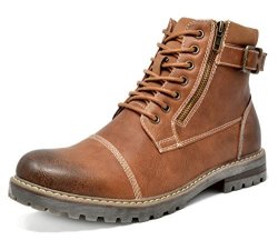 Bruno Marc Men's ENGLE-05 Brown Motorcycle Combat Oxford Boots - 12 M Us
