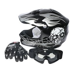 dirt bike helmet goggles and gloves