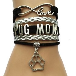Infinity Love Pug Mom Bracelet-animal Dog Paw Print Charm Puppy Bracelets