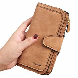 Retro Multiple Slots Women Wallets Long Design Lady Fashion Wallets Large Capacity Leather Clutch Wallet Card Holder Organizer Ladies Purse Brown