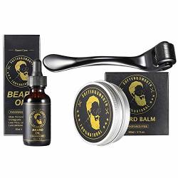 Beard Growth Kit Beard Derma Roller+ Beard Growth Serum Oil+ Beard Balm Facial Hair Growth Kit Derma Roller For Men Beard Roller Kit Perfect