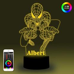 Custom Smart 3D Lamp Spiderman Room Decoration Personalised Smart 3D Night Light 7 &16M Colors Changing Night Lights For Kids With Timer &app Remote