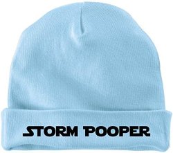 BeeGeeTees Storm Pooper Funny Baby Cap Star Wars Parody Cotton Infant Hat I Heart Hipster Beanie Blue