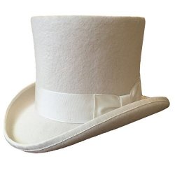 White Wool Felt Men Top Hat Wedding Mad Hatter 7" Tall Topper Hats M= 57CM 7 1 8