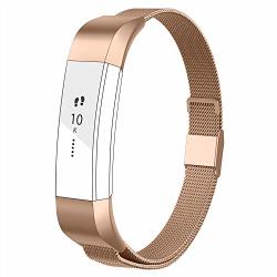 Poy Metal Replacement Bands Compatible For Fitbit Alta And Fitbit Alta Hr Stainless Steel Bracelet Smart Watch Strap Small Rose Gold