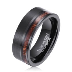 Men's Koa Wood Black Tungsten Ring WR-106 - 13