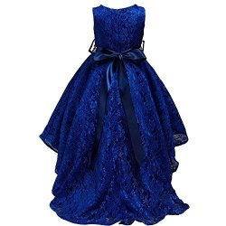 KIDS Dressfan Girls Wedding Party Lace Embroidery Pagent Trailing Dress With Diamond