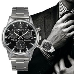 Watch Han Shi Man Fashion Business Crystal Stainless Steel Analog Quartz Wrist Watch Clock A Black