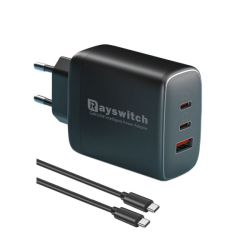 Rayswitch Gan 65W Ultra Fast Charger MAX67W Power Adapter Usb-c&usb-a 3PORT