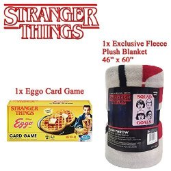 Stranger Things Exclusive Plush Blanket + Eggo Game Bundle
