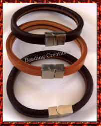 Bracelets - Genuine Leather - Men's - Hand Made - 23.5CM - Tan
