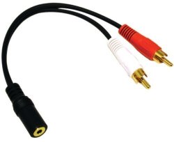 C&e 30S1-01260 2 X Rca Male 1 X 3.5MM Stereo Female Y-cable 6-INCH Gold Plated Connector