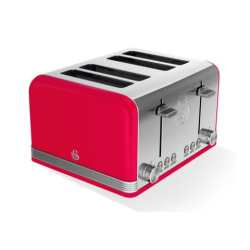 4 Slice Retro Toaster Red Black Or Grey - Grey