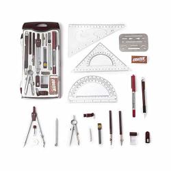 Tools & Drawing Kits 20PC Geometry Set Aluminum Compass Protractors Set Square Ball Pen Bow-pen Erasing Shield Etc.for Basic Beginner Engineers And STUDENTS.SIZE:10X4.6X1 Inches