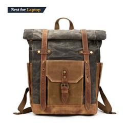 vintage canvas leather backpack