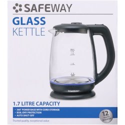Safeway 1.7l Cordless Glass Kettle