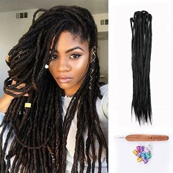 Dsoar Double Ended Dreadlocks Extensions Handmade Synthetic Dreads 20 Inch 10 Strands pack Crochet Braiding Hair 40 Inch 1 black Color
