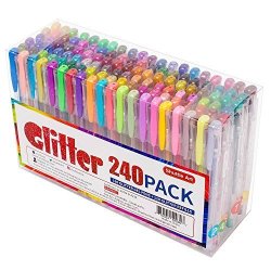 240 Pack Glitter Gel Pens Shuttle Art 120 Colors Glitter Gel Pen Set With 120 Refills For Adult Coloring Books Craft Doodling