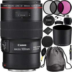 Canon Ef 100MM F 2.8L Macro Is Usm Lens Bundle With Manufacturer Accessories & Accessory Kit For Eos
