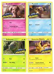 Detective Pikachu Movie Promo Card Lot - 4 Card Set - Pikachu psyduck bulbasaur snubbull