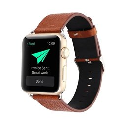For Apple Watch 42MM Sunfei Leather Buckle Wrist Watch Band Strap Horses Belt Orange