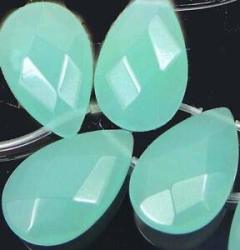 25X16MM Seafoam Green Chalcedony Faceted Briolette Teadrop Beads 8 Spacer Beads And Roll Crystal String For Bracelets Jewelry Making