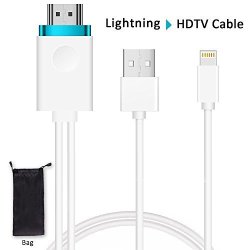 Lightning To HDMI Adapter Cable Lightning Digital Av To HDMI Adapter Anlyso Iphone To HDMI 6.6FT Iphone HDMI Adapter Cord Support 1080P Hdtv For