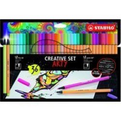 Arty Creative Set - Fineliners And Fibre Tip Pens Box Of 36