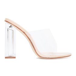 perspex block heel mules