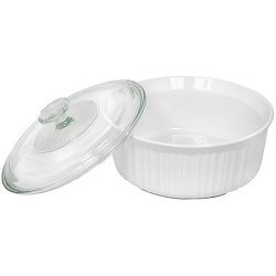 Corningware French White 2-1 2-QUART Round Casserole Dish With Glass Cover