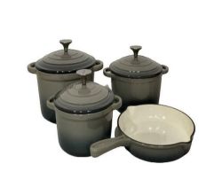 7 Piece Cast Iron Cookware pots - Sea Salt Grey
