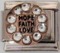 Hope Faith Love Rose Gold 9MM Charm