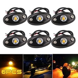 Ledmircy LED Rock Lights Amber Kit For Jeep Off Road Truck Atv Suv Car Boat High Power Underbody Glow Neon Trail Rig Lights Underglow