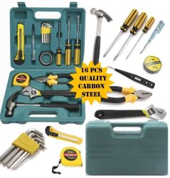 16 Piece High Quality Carbon Steel Combination Tool Set - Compact In A Case