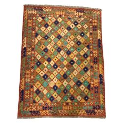 Vintage Handmade Afghan Kilim Chobi Rug 241 X 178 Cm