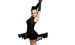 Dance Latin Dress New Style Sleeveless Practice Costume Adult Performance Clothes Square Wear Black S