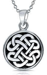 Celtic Knot Irish Friendship Round Circle Medallion Shield Pendant Necklace For Women For Men 925 Sterling Silver 18 In