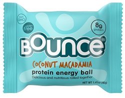 Bounce Coconut Macadamia Protein Energy Ball - Whey Protein Gluten Free Non-gmo Vegetarian On The Go Snack - 1.41 Ounce 12 Count