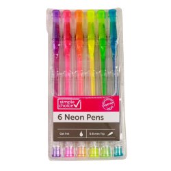SIMPLE CHOICE - Gel Pens Neon 6PK