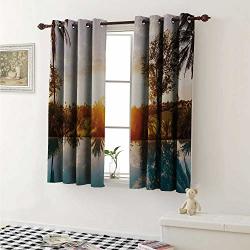 Shenglv Hawaiian Customized Curtains Home With Swimming Pool At Sunset Tropics Palms Private Villa Resort Scenic View Curtains For Kitchen Windows W63 X L45