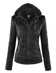 Ll WJC663 Womens Removable Hoodie Motorcyle Jacket M Black