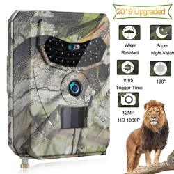 Ooouse Trail Game Camera 12MP 1080P HD Digital Waterproof Hunting Scouting Cam 120 Degree Wide Angle Lens With 0.8S Trigger Speed Motion Activated Ni