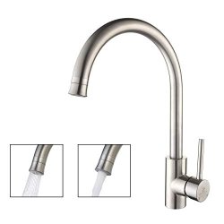 Homelody Kitchen Faucet 2 Functions 360 Swivel Kitchen Sink Faucet Single Handle Brushed Nickel Lead-free Kitchen Mixers High Stainless Steel Faucet With Cold And Hot Water