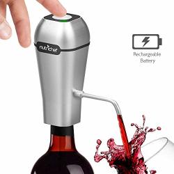 Nutrichef PSLWPMP250.9 Rechargeable Electric Wine Luxury Stainless Steel Finish - Pocket And Travel Bottle Tap Aerating Dispenser Set Air Decanter Diffuser For Red Or White